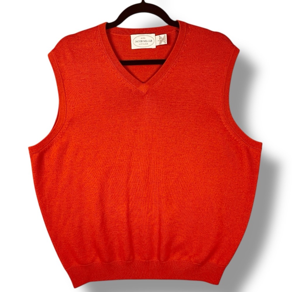 Men's Sweater Vest 100%‎ Extrafine Merino Wool Size Large Jacob Miller **READ**